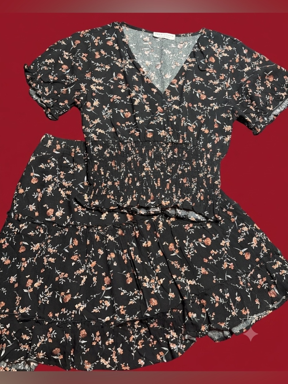 Black Floral Two-Piece set